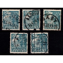 Karavel - 25 øre blå - type I - AFA 205 - 5 stk.